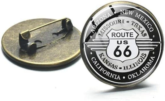 U.S. Route 66 Pin, 8 States Retro US Highway Route 66 Sign Lapel Pin Button - 2.5cm