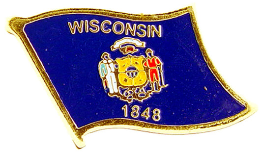 USA STATES, WISCONSIN Flag - Original Artwork, Expertly Designed PIN - 1"