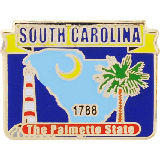 USA STATES, SOUTH CAROLINA Map - Original Artwork, Expertly Designed PIN - 1"