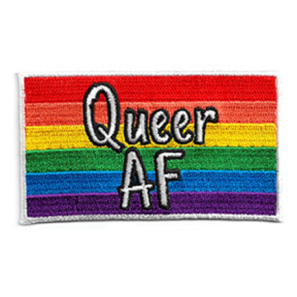 QUEER AF PATCH - Matt Stewart Art's Queer AF LGBTQ Pride Embroidered Artwork Iron Sew-On Quality PATCH - 2" x 3.5"