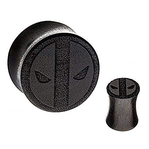 Marvel, Deadpool Double Flare Iron Wood Plugs - 9/16" 916PR