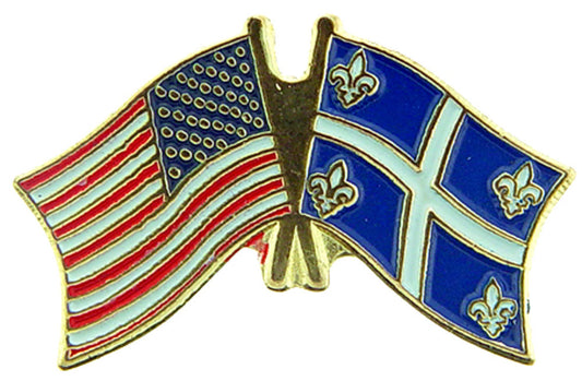 INTERNATIONAL, USA & QUEBEC Cross Flags - Original Artwork, Expertly Designed PIN - 1.125"
