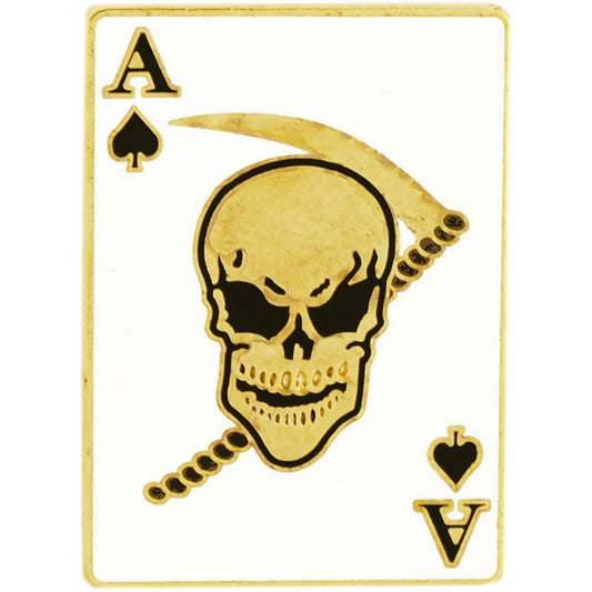 BIKES, BONES & REBEL, DEATH ACE SPADE - Original Artwork, Expertly Designed PIN - 0.875"