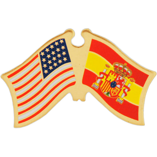 INTERNATIONAL, USA & SPAIN Cross Flags - Original Artwork, Expertly Designed PIN - 1.125"