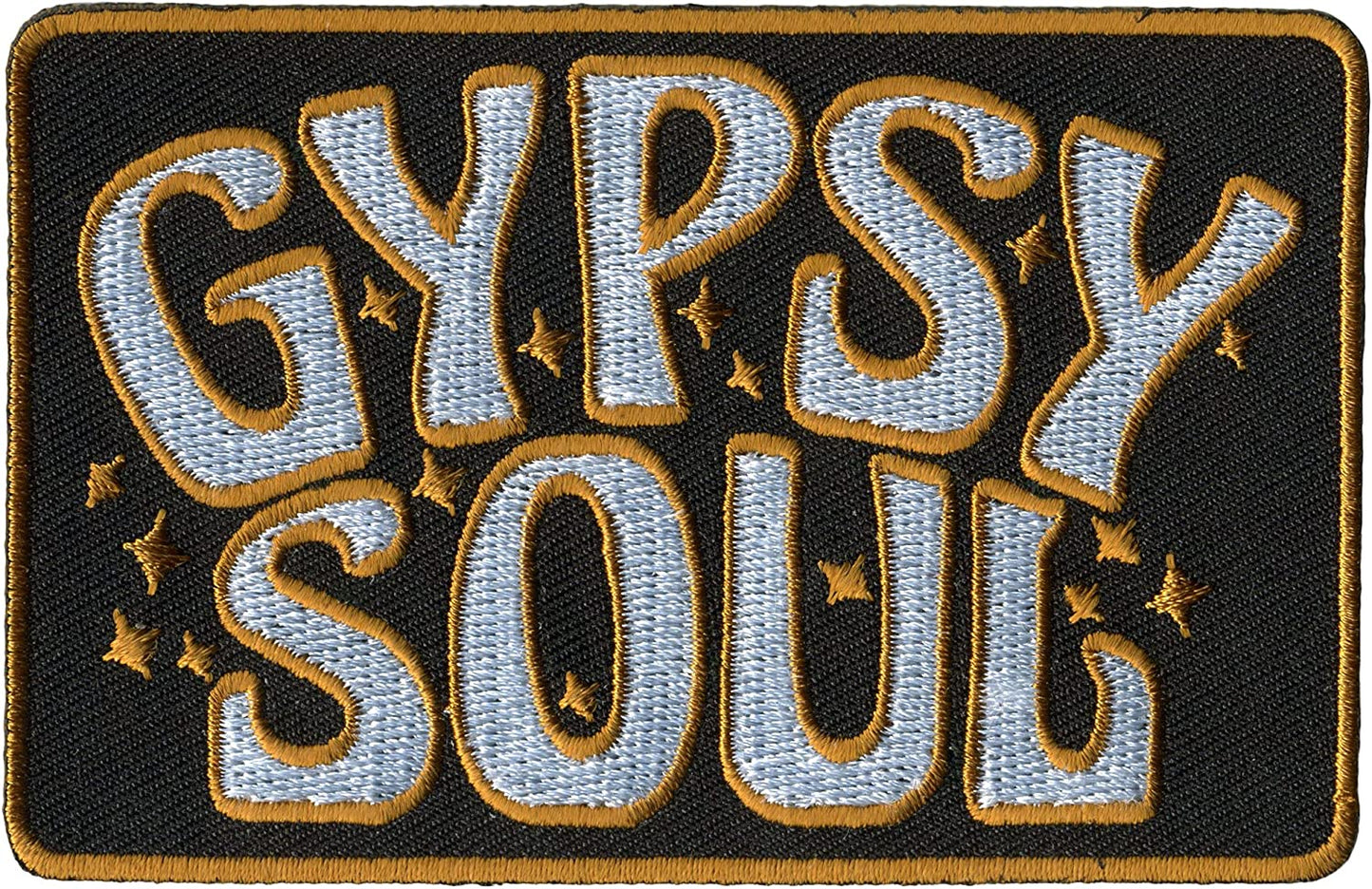 GYPSY SOUL, PATCH - Embroidered High Thread Iron-On Heat Sealed Backing Sew-On Biker's Patch - 4" x 2.5"
