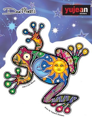 Dan Morris - NIGHT DAY FROG - 4.5" X 4.2" - Extra Long Lasting, In/Outdoor, Weather/UV Resistant, Clear Back, Die-Cut Vi