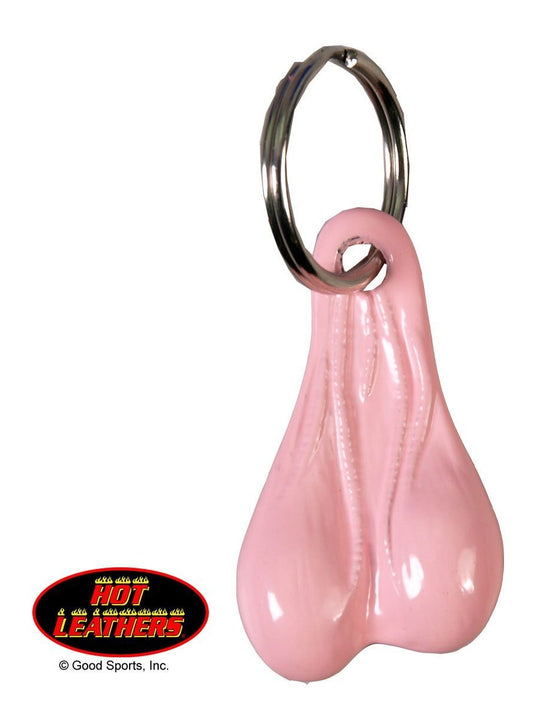 PINK BALLS Biker's KEY CHAIN Witty Sense of Humor Nut Ball Sack, Stainless Steel KEYCHAIN NEW
