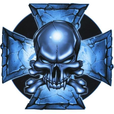 Top Heavy Blue Striking Iron Cross STICKER Decal 5"x5" Die-cut Vinyl Window New