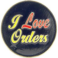 I LOVE ORDER PIN - Original Artwork Backpack Enamel Lapel Pin - 1"
