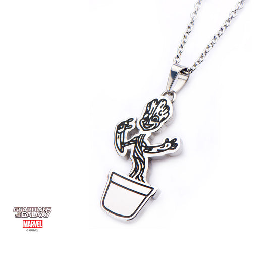 Marvel Guardians of the Galaxy Spinning Pot Groot Stainless Steel Pendant Necklace
