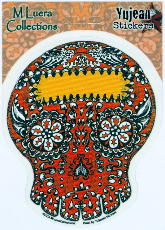 Maryann Luera - Orange Kaleidescope Skull - Sticker / Decal
