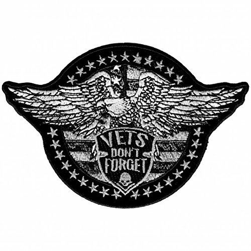 DON'T FORGET, PATCH - Vets Don't Forget Eagle High Thread Iron-On Heat Sealed Backing Sew-On Biker's Large Patch - 5" x 3"