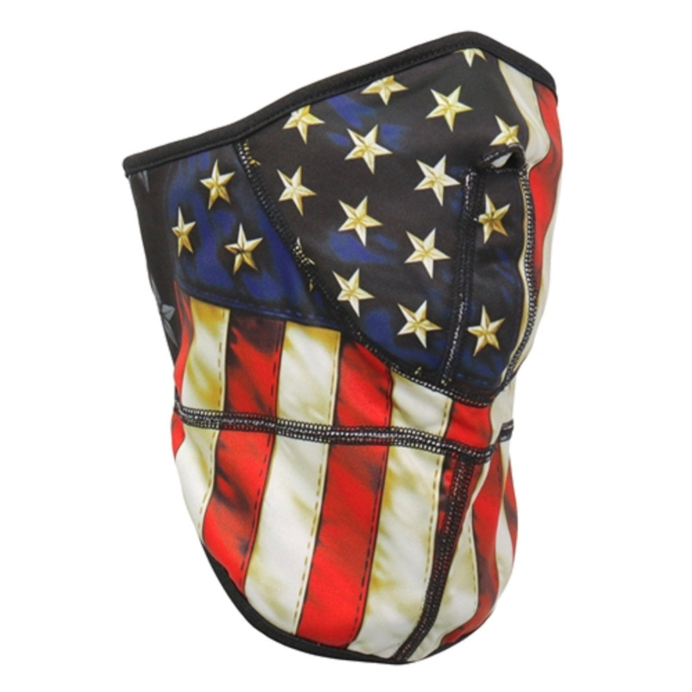 AMERICAN FLAG FACE WRAP - Hook and Loop Fastener Fleece Lined Soft Neck Warmer Adjustable Back Closure FACEWRAP - OSFM