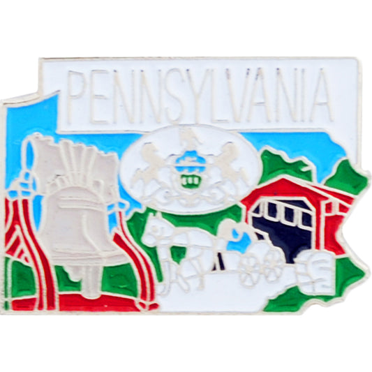 USA STATES, PENNSYLVANIA Map - Original Artwork, Expertly Designed PIN - 1"