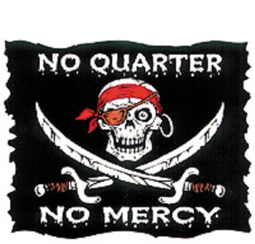 Pirate Sticker, NO QUARTER, NO MERCY - Skull & Swords Orignal Art Decor, Nautical Pirates Decal - 4.5" x 4"