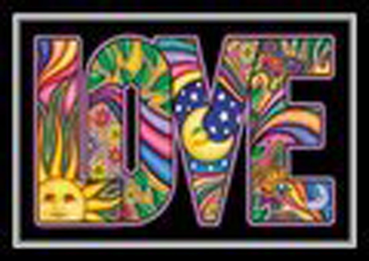2 x Dan Morris Love Word Postcard - 6'' x 4''