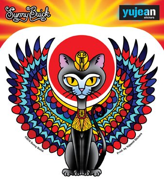 Sunny Buick, BAST GODDESS Stickers - Novelty Artwork Decals, 4.5" x 4.75"