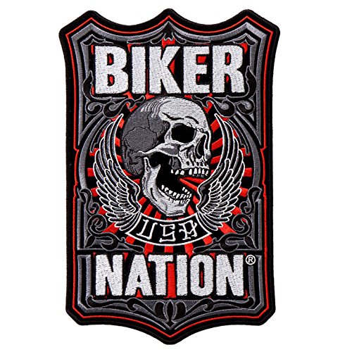 BIKER NATION USA, High Quality Iron-On / Saw-On, Heat Sealed Backing Rayon PATCH - 6" x 10"