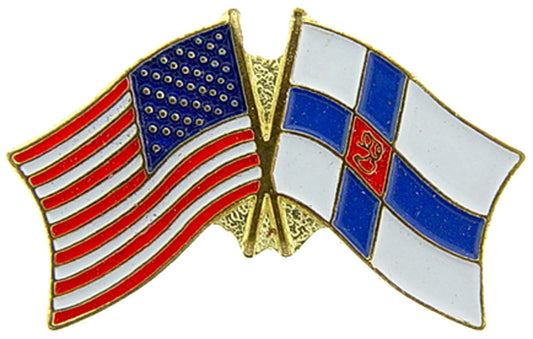 INTERNATIONAL, USA & FINLAND Cross Flags - Original Artwork, Expertly Designed PIN - 1.125"