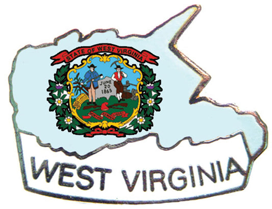 USA STATES, WEST VIRGINIA Map - Original Artwork, Expertly Designed PIN - 1"