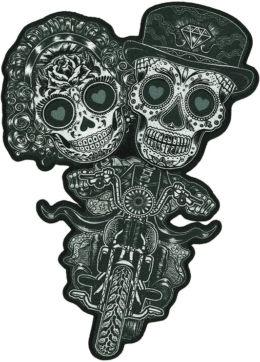 SUGAR COUPLE, PATCH - High Thread Iron-On Heat Sealed Backing Sew-On Biker's Large Patch - 6.5" x 9"