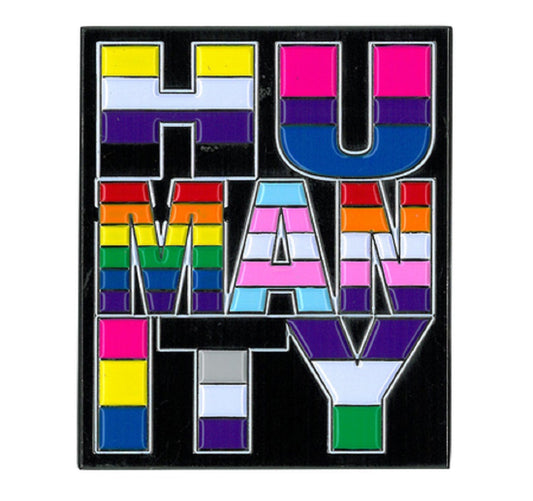 HUMANITY LARGE ENAMEL PIN, Licensed Original Artwork by Matt Stewart - 2' x 1.73"