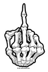 Boney Middle Finger - Mini Sticker / Decal - UV In/Out Weather Protected - 2.75" x 1.75"