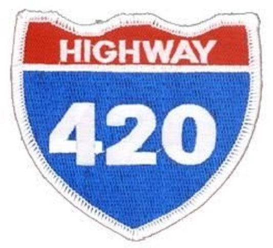 HIGHWAY 420 PATCH - Matt Stewart Art's The Road to Heaven Highway 420 Embroidered Artwork Iron Sew-On PATCH - 3" x 3"