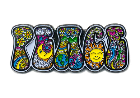DAN MORRIS PEACE PIN - Peace w/ Extra Thick Raised Epoxy Resin Shiny Enamel Lapel Pin - 2.25" x 0.9"