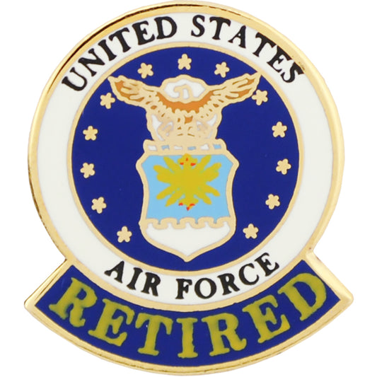 U.S. AIR FORCE, USAF RETIRED EMBLEM - Original Artwork, Expertly Designed PIN - 0.9375"