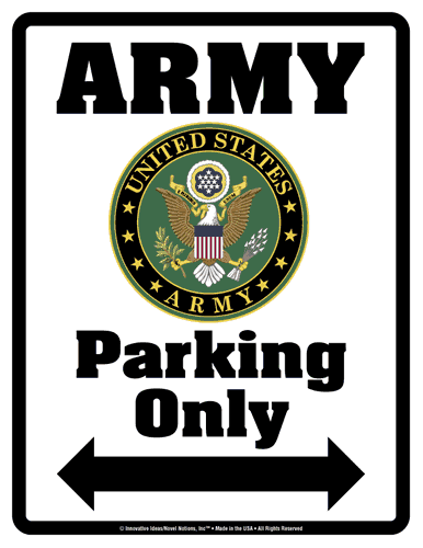 Parking Only Sign - ARMY - Laminated - Individual Package - 8.5" x 11"