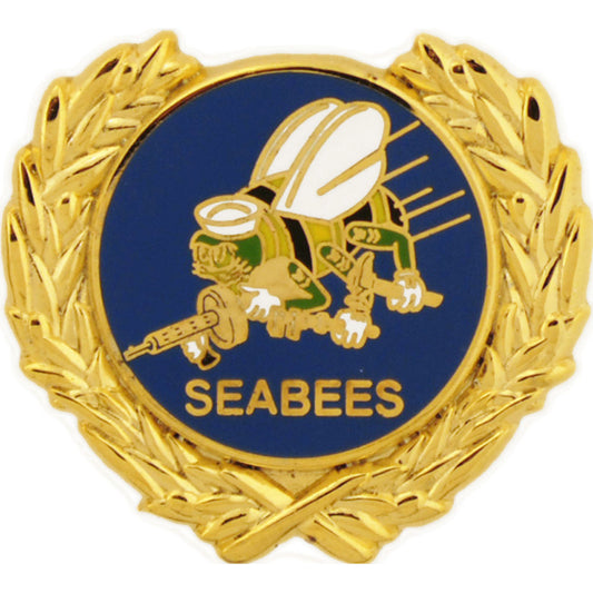 U.S. NAVY, USN SEABEES WREATH - Original Artwork, Expertly Designed PIN - 1.125"