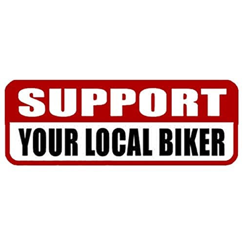 Support Your Local Biker Helmet Stickers - Novelty Artwork Biker Decals, 4" x 1"