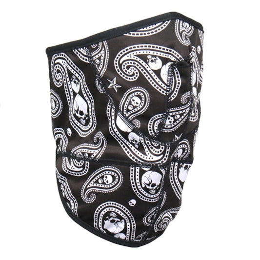 PAISLEY SKULL FACE WRAP - Hook and Loop Fastener Mesh Lined Soft Neck Warmer Adjustable Back Closure FACEWRAP - OSFM