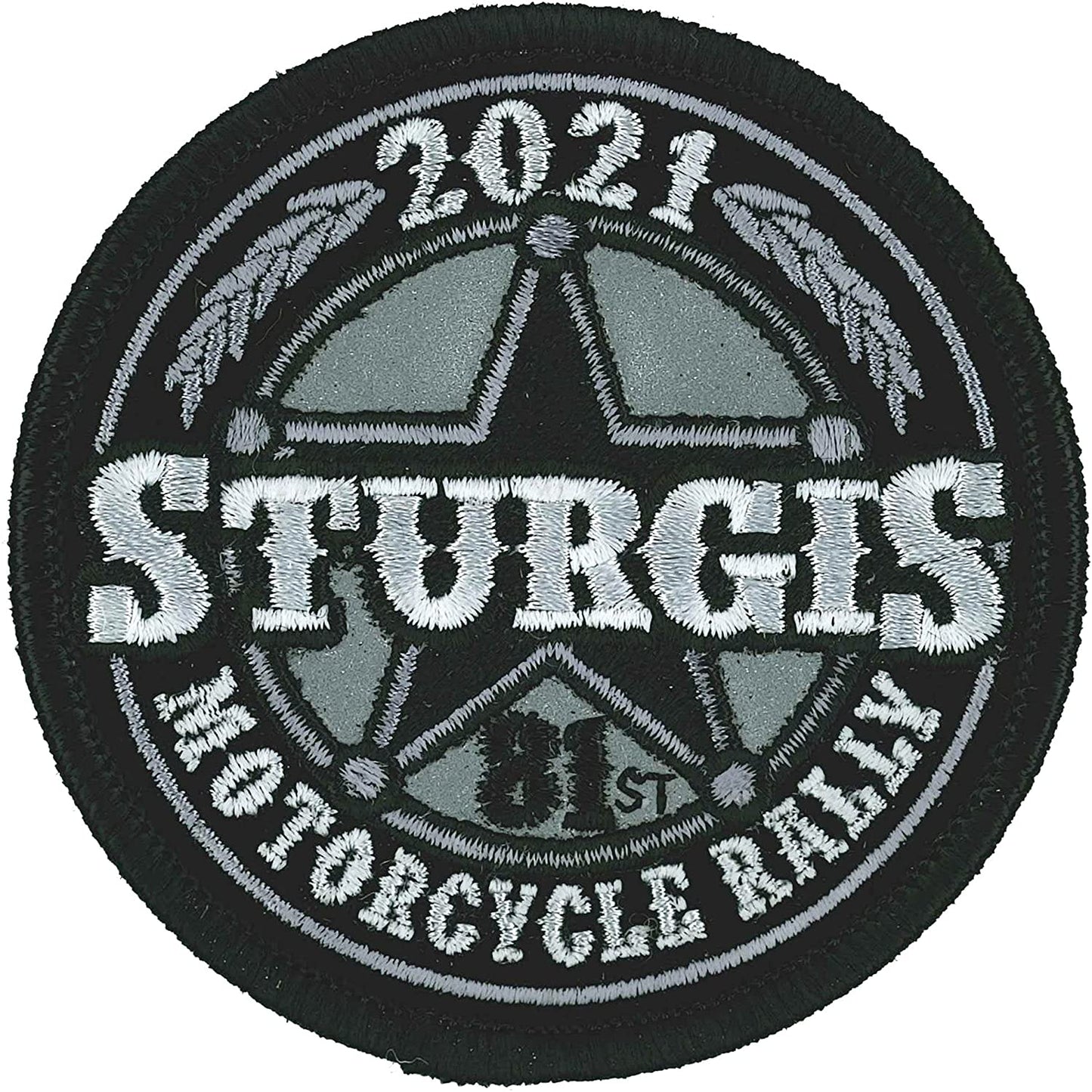 2021 STURGIS MOTORCYCLE RALLY 81 YEARS SHERIFF BADGE, PATCH - High Thread Iron-On Heat Sealed Backing Sew-On Biker's Patch - 3" Round