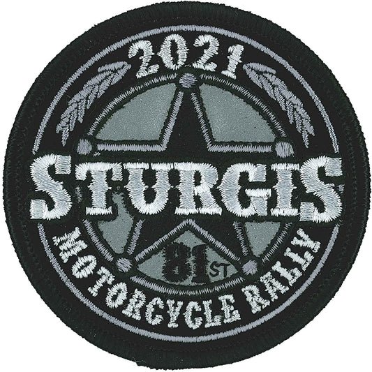 2021 STURGIS MOTORCYCLE RALLY 81 YEARS SHERIFF BADGE, PATCH - High Thread Iron-On Heat Sealed Backing Sew-On Biker's Patch - 3" Round