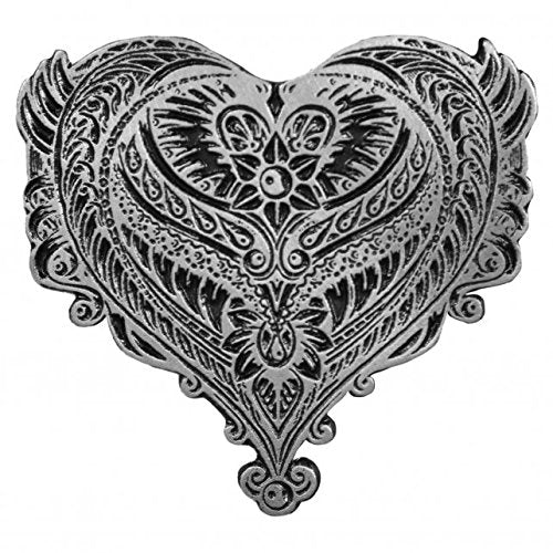 ORNATE ANGEL WINGS HEART, Original Artwork, Expertly Designed Lead Free Pewter Biker PIN