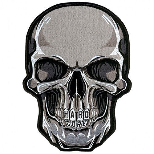 HARD CORE TEETH SKULL, Exceptional Quality Iron-On / Saw-On, Heat Sealed Backing Rayon PATCH - 7" x 10"