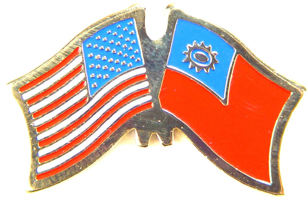 INTERNATIONAL, USA & TAIWAN Cross Flags - Original Artwork, Expertly Designed PIN - 1.125"