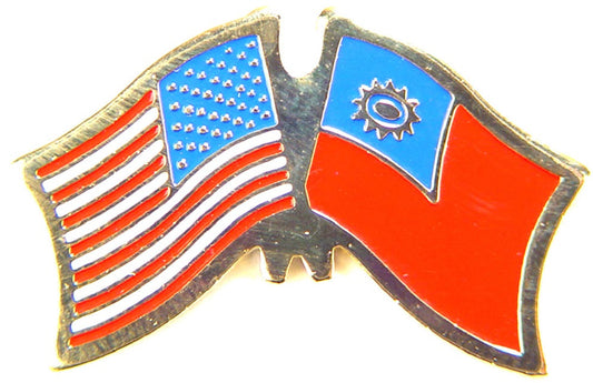 INTERNATIONAL, USA & TAIWAN Cross Flags - Original Artwork, Expertly Designed PIN - 1.125"