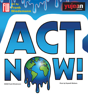 FRANK WIEDEMANN ACT NOW! STICKER - World Map, Weather Resistant In / Out Door Die-Cut Decal Sticker - 5.5" x 4,74"