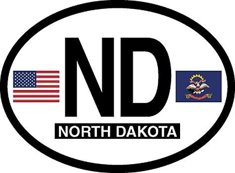 North Dakota oval decal for auto, truck or boat