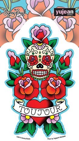 TOUJOUR SKULL, Officially Licensed Original Artwork - 3.5" x 5.5" - Sticker DECAL