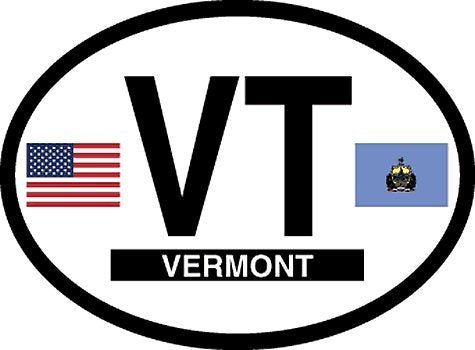 VERMONT FLAG, Waterproof UV Coated, Famous Reflective OVAL Sticker DECAL , 3.5" x 4.75"