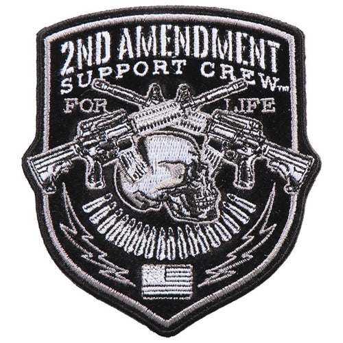 2nd AMENDMENT PATCH - SUPPORT CREW FOR LIFE SHIELD PATCH Cross Rifle, Iron-On Heat Sealed Backing Sew-On PATCH - 3.5" x 4"