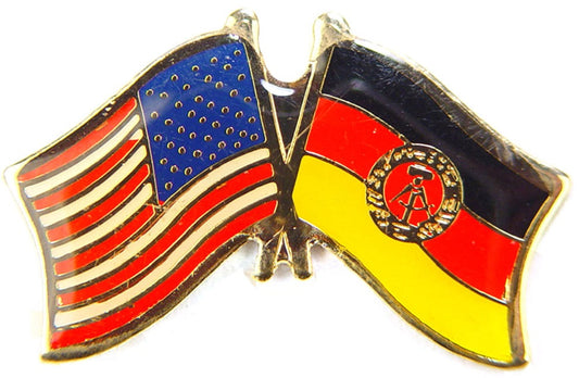 INTERNATIONAL, USA & GERMANY-EAST Cross Flags - Original Artwork, Expertly Designed PIN - 1.125"