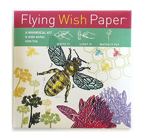 Flying Wish Paper - Write it., Light it, & Watch it Fly - JUST BEE, Spiritual Tool for Mediation & Affirmation - 5" x 5" - Mini Kits