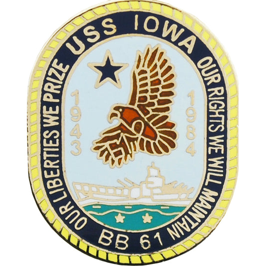 U.S. NAVY, USS IOWA - Original Artwork, Expertly Designed PIN - 1"