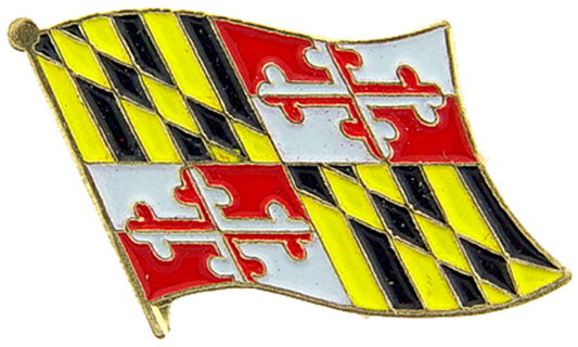 American Flag Pin, US STATES MARYLAND Flag - Novelty Patriotic Enamel Lapel PIN - 1"