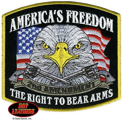 AMERICA'S FREEDOM SECOND AMENDMENT, Embroidered Iron-On / Saw-On Rayon PATCH - 5" x 4"